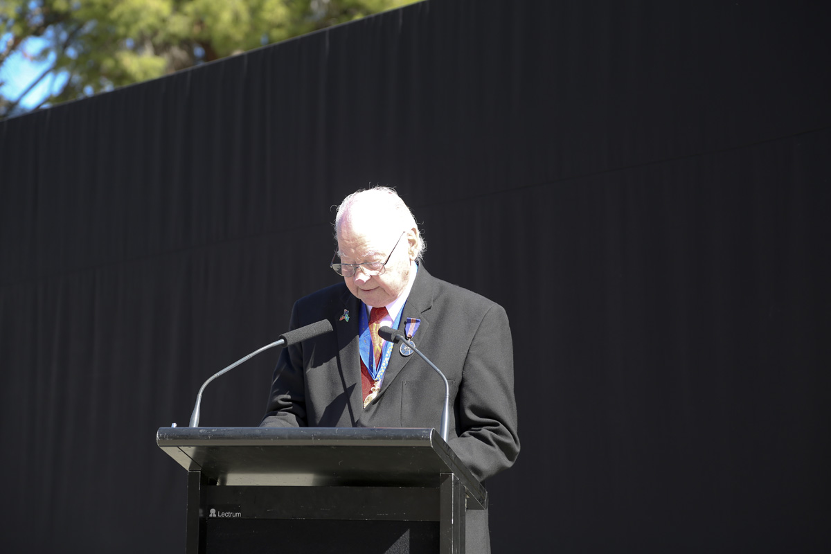 Kaurna Elder, Uncle Lewis Yerloburka O'Brien AO, delivering the Welcome to Country